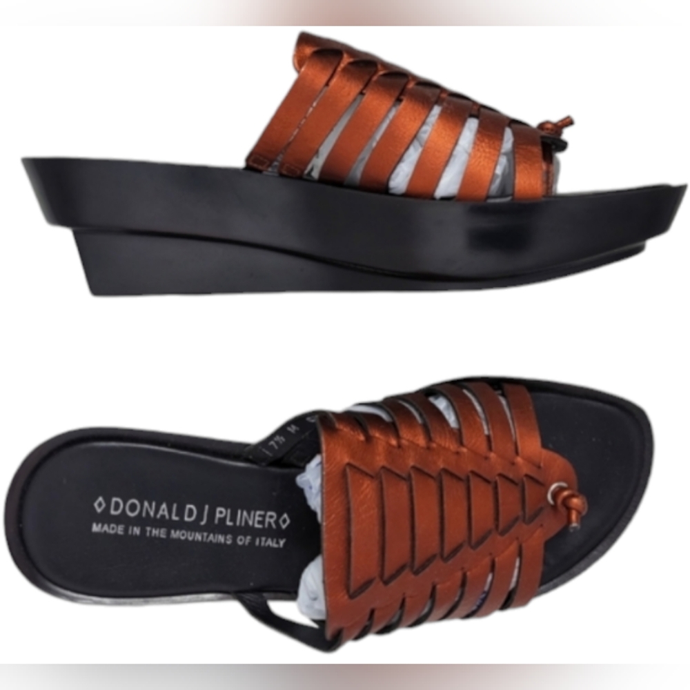 Donald J Pliner Cissy Strappy Wedge Copper Sandals Platform 7.5